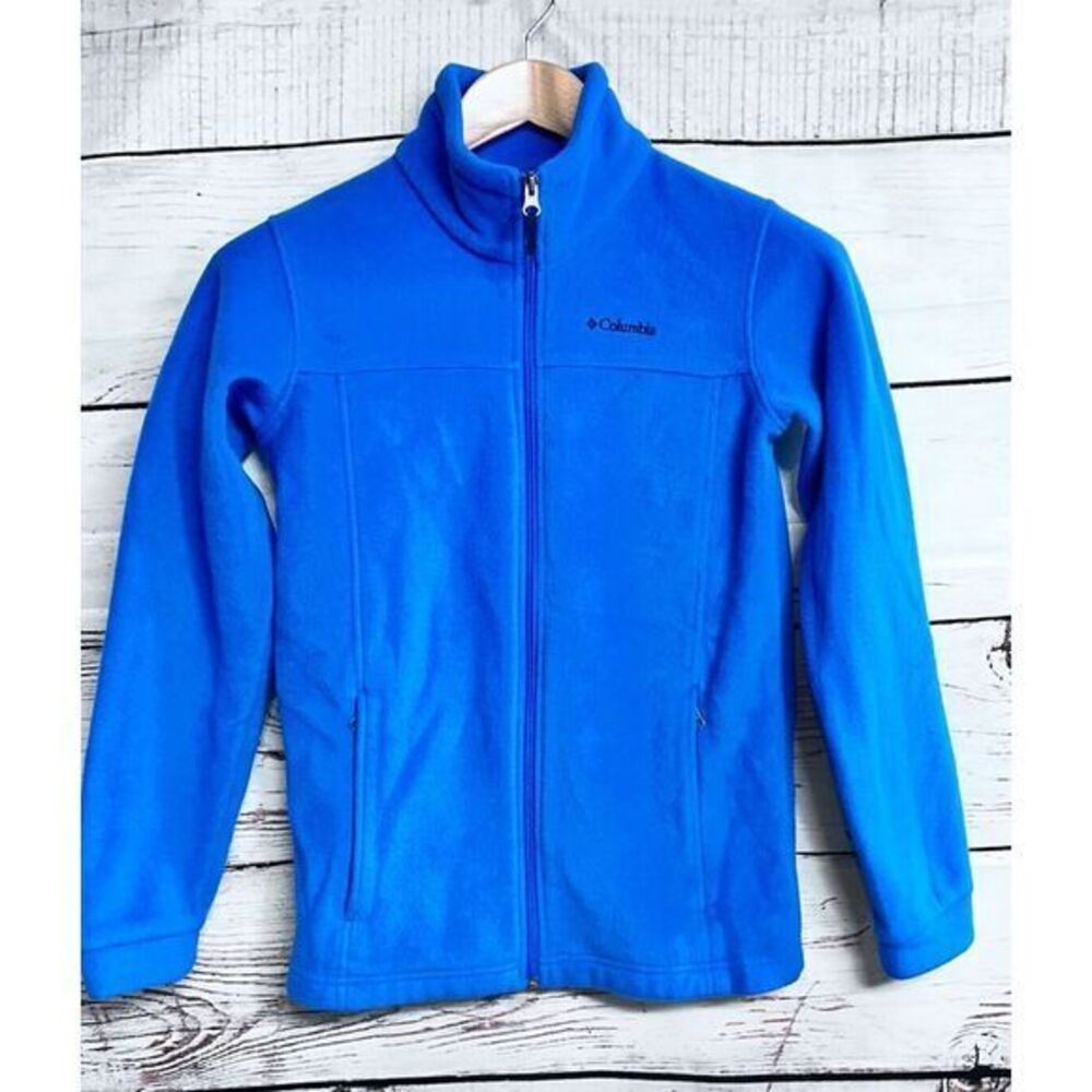 Columbia Boys Jacket Fleece Zip Up Size Large‎ 14/16  Blue Turquoise Zip Pockets